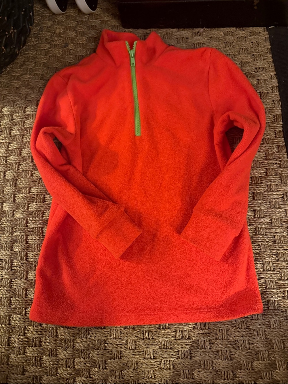 Dudley Stephens Kids Orange Fleece Pullover with Green Zip